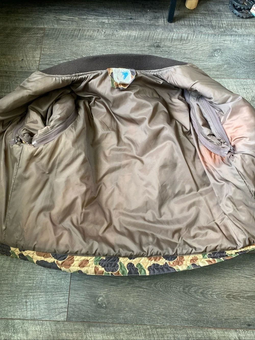 Men's Vintage Duck Camo Quilted Bomber Jacket - Brown/Green
